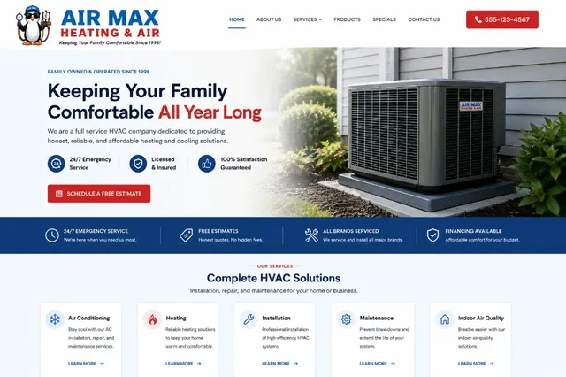 Air Max Heating and Air concept website redesign